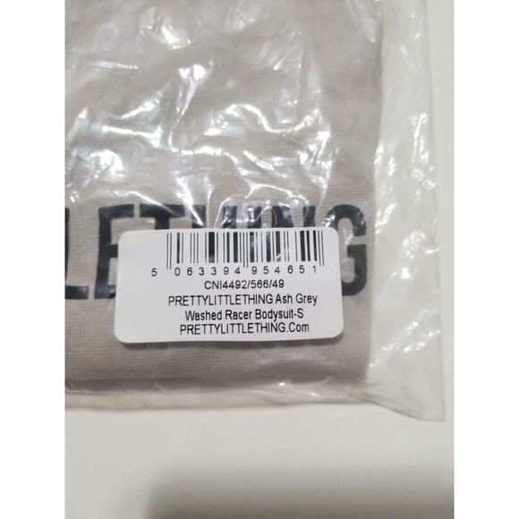 PRETTYLITTLETHING Washed Racer Bodysuit In Ash Grey - Size Small‎ - Picture 6 of 8